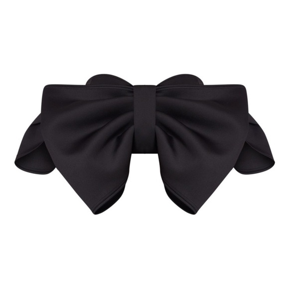 NWT PrettyLittleThing Maternity Black Scuba Bow Top sz 4 - Picture 5 of 6